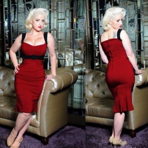 Dresses & Skirts - Pinup Couture burgundy Jessica wiggle dress size m